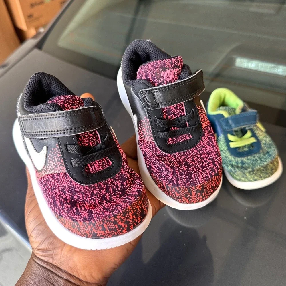 Nike Flex Contact TD Toddler Girl Shoes 2 Pairs Pink Black Blue Green Size 7